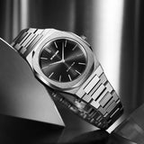 D1 Milano Ultra Thin Black Dial Silver Steel Strap Watch for Women - D1-UTBL05
