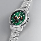 Maserati Successo Chronograph Green Dial Silver Steel Strap Watch for Men - R8873621043
