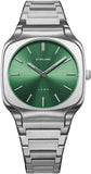 D1 Milano Square Eden Green Dial Silver Steel Strap Watch for Men - D1-SQBJ06