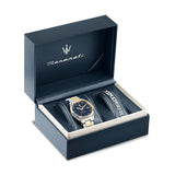 Maserati Competizione Blue Dial Two Tone Steel Strap Watch for Men - R8853100027