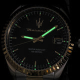Maserati Competizione Black Dial Two Tone Steel Strap Watch for Men - R8853100042