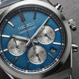 Seiko Conceptual Chronograph Blue Dial Silver Steel Strap Watch for Men- SSB453P1
