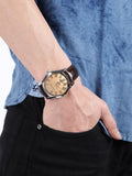 Emporio Armani Classic Beige Dial Brown Leather Strap Watch for Men - AR0645