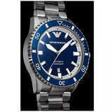 Emporio Armani cBlue Dial Silver Steel Strap Watch for Men - AR60079