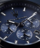 Maserati Attrazione Chronograph Blue Dial Grey Steel Strap Watch for Men - R8853151012