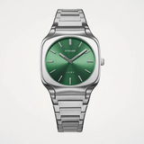 D1 Milano Square Eden Green Dial Silver Steel Strap Watch for Men - D1-SQBJ06