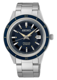 Seiko Presage Style60's Automatic Blue Dial Silver Steel Strap Watch for Men - SRPG05J1