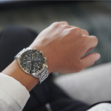Seiko Prospex Speedtimer Solar Chronograph Black Dial Silver Steel Strap Watch for Men - SSC819