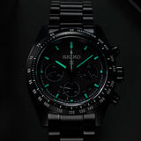 Seiko Prospex Speedtimer The Black Series Limited Edition Black Dial Black Steel Strap Watch for Men - SSC917