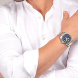 Maserati Competizione Blue Dial Two Tone Steel Strap Watch for Men - R8853100027