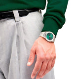 D1 Milano Ultra Thin Green Dial Silver Steel Strap Watch for Men - D1-UTBJ37