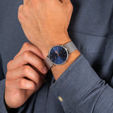 Lacoste Moon Multifunction Blue Dial Silver Mesh Strap Watch for Men - 2011024