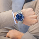 Emporio Armani Renato Blue Dial Silver Steel Strap Watch for Men - AR11180