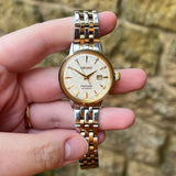 Seiko Presage Cocktail Time Automatic Diamonds White Dial Two Tone Steel Strap Watch for Women - SRE010J1
