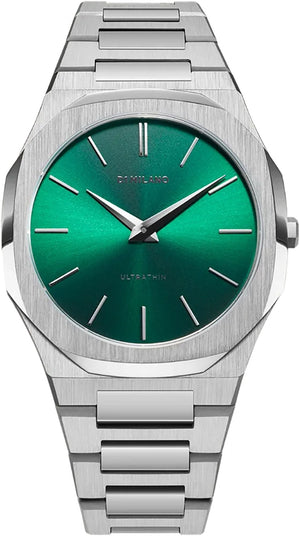 D1 Milano Ultra Thin Green Dial Silver Steel Strap Watch for Men - D1-UTBJ37