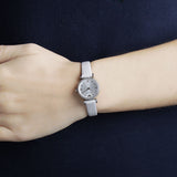 Emporio Armani Gianni T-Bar Silver Dial White Leather Strap Watch for Women - AR1680