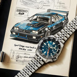 Seiko 5 Sports SKX Racers Heritage Velocity Blue Dial Silver Steel Strap Watch for Men - SSK045K1