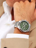 Maserati Stile Chronograph Green Dial Silver Steel Strap Watch for Men - R8873642011