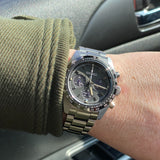 Seiko Prospex Speedtimer Solar Chronograph Black Dial Silver Steel Strap Watch for Men - SSC819