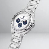 Maserati Velocità Chronograph White Dial Silver Steel Strap Watch for Men - R8873652007