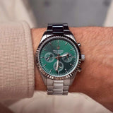 Maserati Competizione Chronograph Green Dial Silver Steel Strap Watch for Men - R8853100044