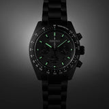 Seiko Prospex Speedtimer The Black Series Limited Edition Black Dial Black Steel Strap Watch for Men - SSC917