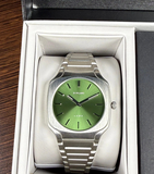 D1 Milano Square Eden Green Dial Silver Steel Strap Watch for Men - D1-SQBJ06