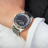 Seiko Prospex Speedtimer Solar Chronograph Black Dial Silver Steel Strap Watch for Men - SSC819