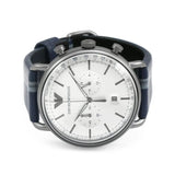 Emporio Armani Aviator Silver Dial Two Tone Leather Strap Watch for Men - AR11202