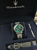 Maserati Sorpasso Chronograph Green Dial Silver Steel Strap Watch for Men - R8873624002