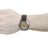 Emporio Armani Classic Beige Dial Brown Leather Strap Watch for Men - AR0645