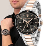 Maserati SFIDA Chronograph Grey Dial Two Tone Steel Strap Watch for Men - R8873640021