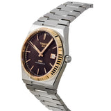 Tissot PRX Powermatic 80 18K Gold Brown Dial Silver Steel Strap Watch for Men - T931.407.41.291.00