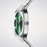 D1 Milano Square Eden Green Dial Silver Steel Strap Watch for Men - D1-SQBJ06
