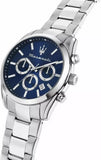 Maserati Attrazione Chronograph Blue Dial Silver Steel Strap Watch for Men - R8853151005