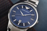 Emporio Armani Renato Blue Dial Silver Steel Strap Watch for Men - AR11180