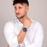 Maserati SFIDA Chronograph Blue Dial Two Tone Steel Strap Watch for Men - R8873640022