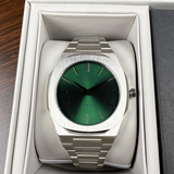 D1 Milano Ultra Thin Green Dial Silver Steel Strap Watch for Men - D1-UTBJ37