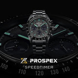 Seiko Prospex Speedtimer The Black Series Limited Edition Black Dial Black Steel Strap Watch for Men - SSC917