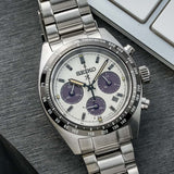Seiko Prospex Speedtimer Solar Chronograph White Dial Silver Steel Strap Watch for Men - SSC813