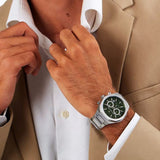 Maserati Stile Chronograph Green Dial Silver Steel Strap Watch for Men - R8873642011