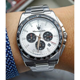 Maserati Velocità Chronograph Silver Dial Silver Steel Strap Watch for Men - R8873652006