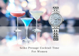 Seiko Presage Cocktail Time Automatic Skydiving Diamonds Blue Dial Silver Steel Strap Watch for Women - SRE007J1