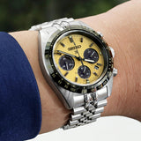 Seiko Prospex Speedtimer Solar Chronograph Gold Dial Silver Steel Strap Watch for Men - SSC817