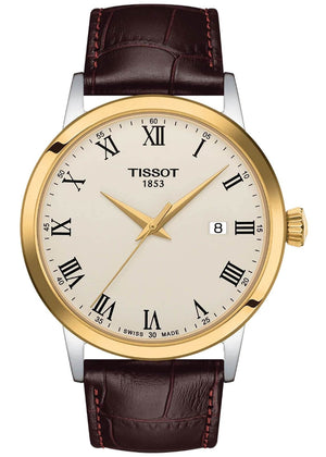 Tissot Classic Dream Ivory Dial Brown Leather Strap Watch for Men - T129.410.26.263.00