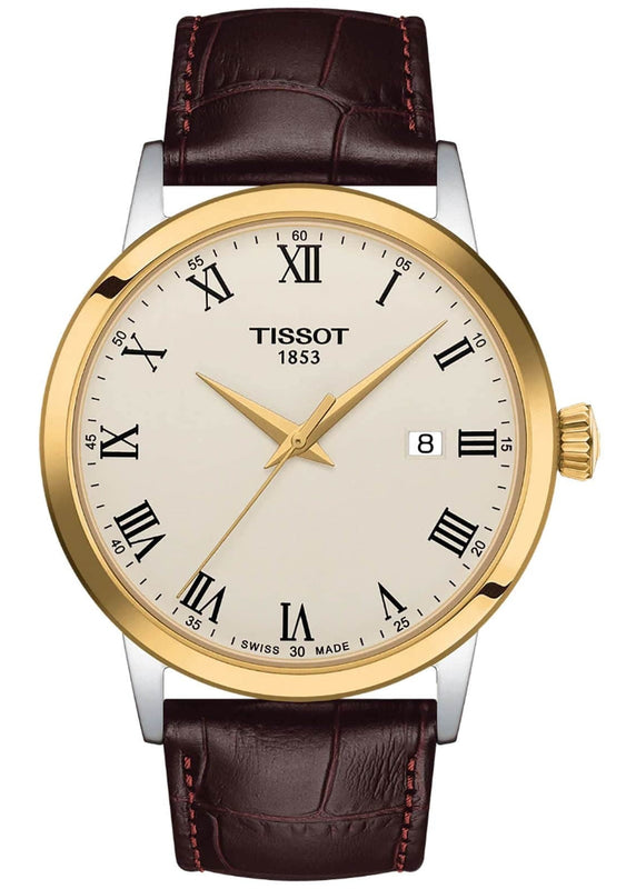 Tissot Classic Dream Ivory Dial Brown Leather Strap Watch for Men - T129.410.26.263.00