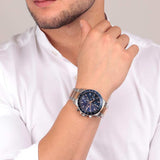 Maserati SFIDA Chronograph Blue Dial Two Tone Steel Strap Watch for Men - R8873640022