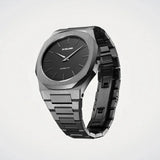 D1 Milano Ultra Thin Black Dial Gray Steel Strap Watch for Men - D1-UTBJ15