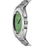 D1 Milano Ultra Thin Moss Green Dial Silver Steel Strap Watch for Men - D1-UTBJ06