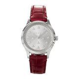 Gucci G Timeless Quartz Silver Dial Maroon Leather Strap Watch for Women - YA1265057